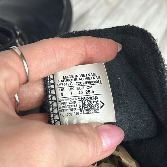 Converse ( Chucks ) All Black leather high top (Monochrome) men’s 9 women 7 - Picture 12 of 16